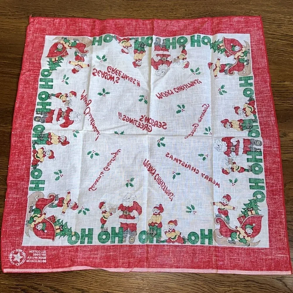 Vintage Paris‎ Accessories cotton Christmas scarf featuring Santa & his elves